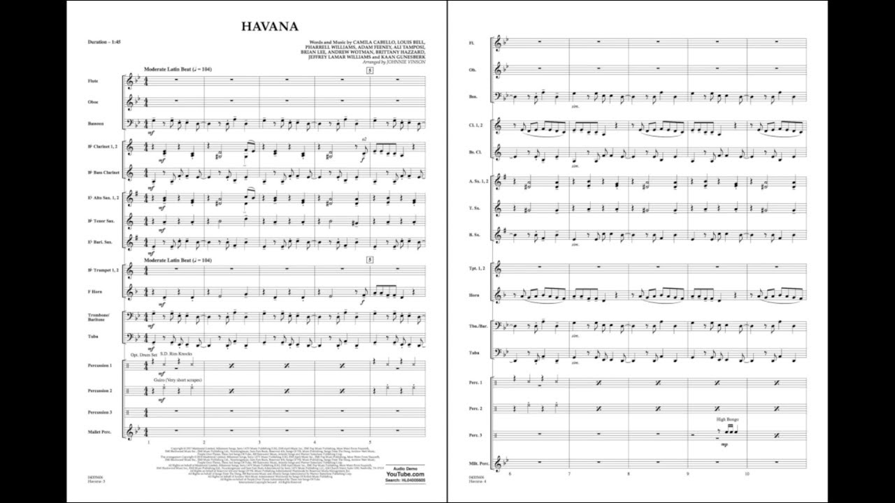 Havana arranged by Johnnie Vinson
