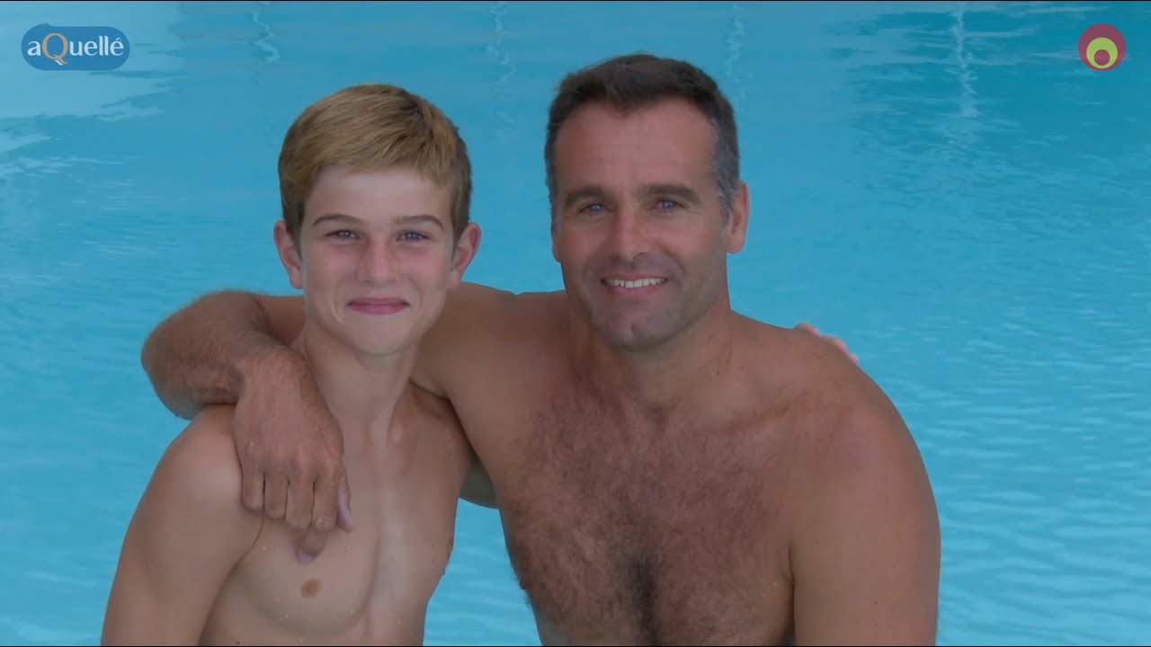 Father and son take on aQuell&eacute; Midmar Mile 2016