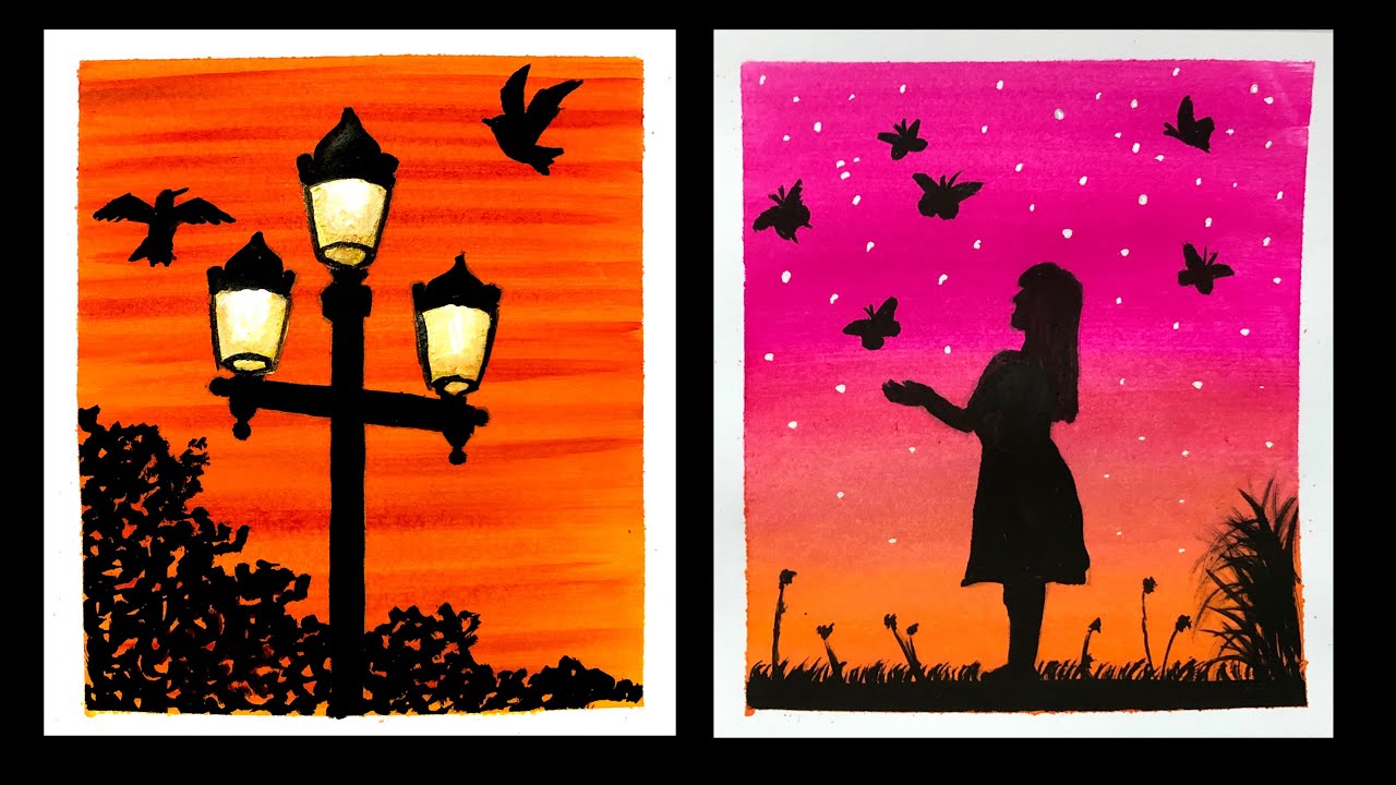 4 Simple Painting Ideas for Beginners | Poster Colour Panting Ideas | Easy Painting Ideas