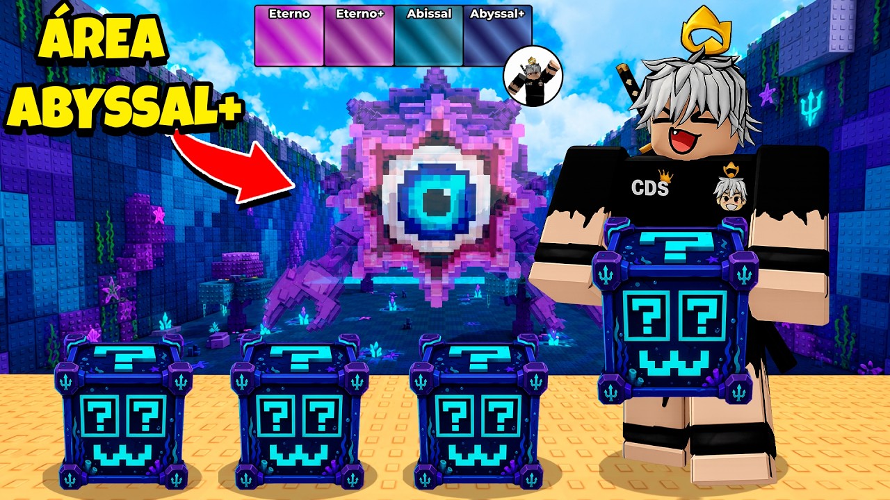 PEGUEI MUITOS PETS ETERNOS NA NOVA &Aacute;REA ABYSSAL+ NESSA UPDATE DO CHUTE UM LUCKY BLOCK!!🤩❄️