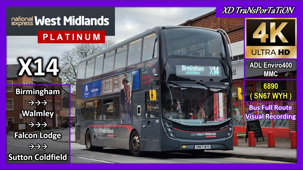 [National Express West Midlands] X14 ~ Birmingham, Tesco Express ➝ Sutton Coldfield【4K UW】