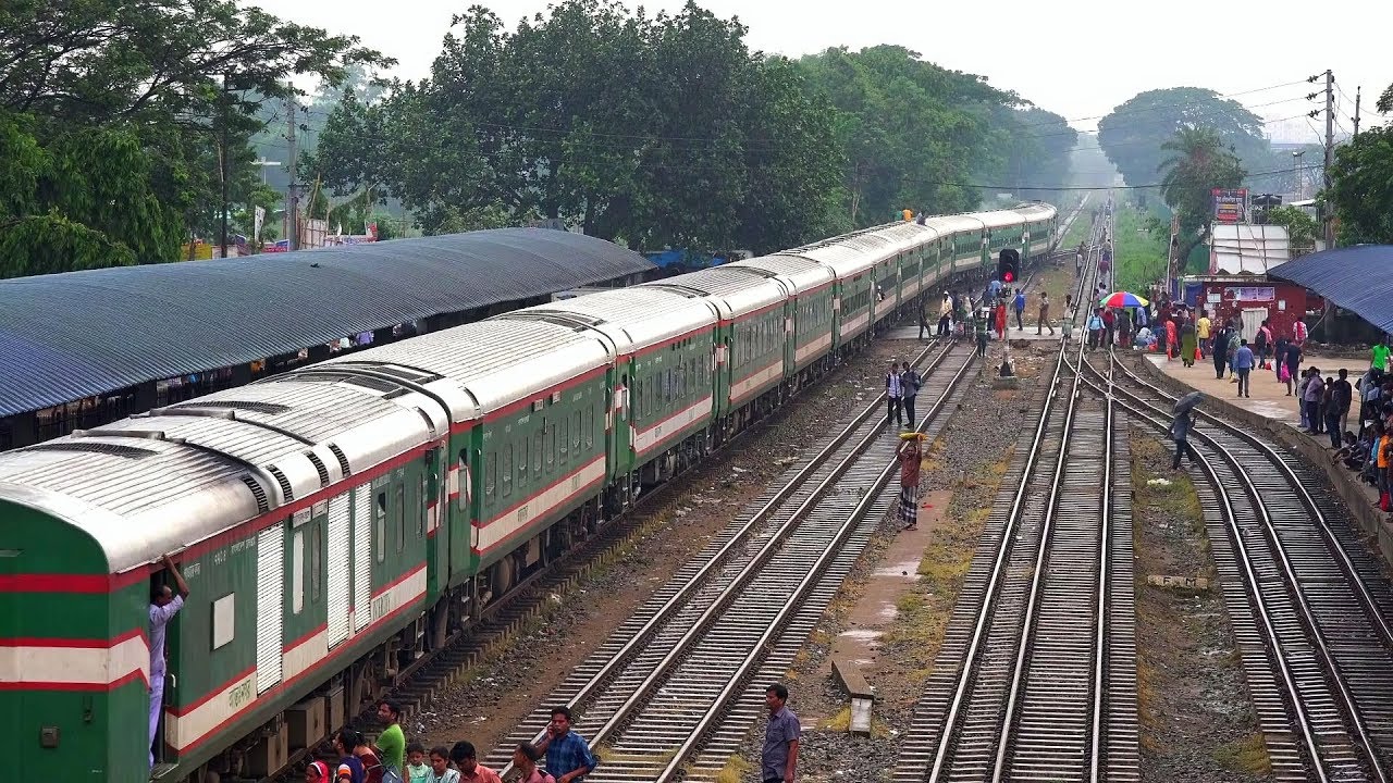 Silk City Express Train Entering & Departing from Dhaka Bimanbandar Railway Station