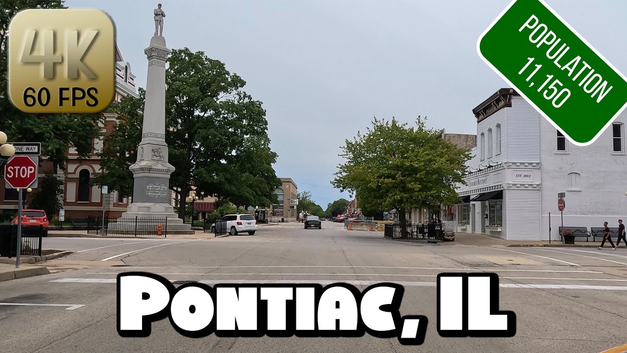 Driving Around Small Town Pontiac, Illinois in 4k Video