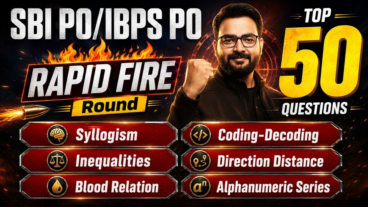 SBI PO & IBPS PO Reasoning Preparation | Top 50 Rapid Fire Questions | 2026