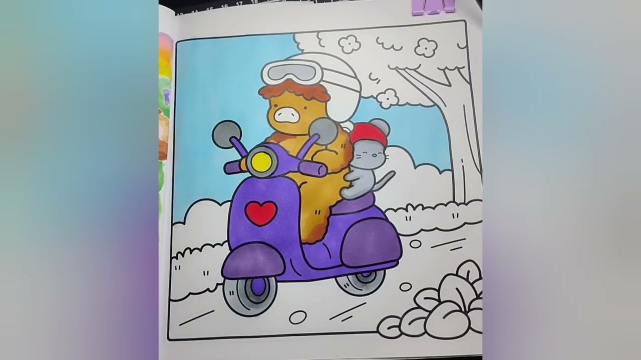 Amigos passeando de moto curtindo a aventura juntos! #coloring #livrodecolorir #colorwithme 