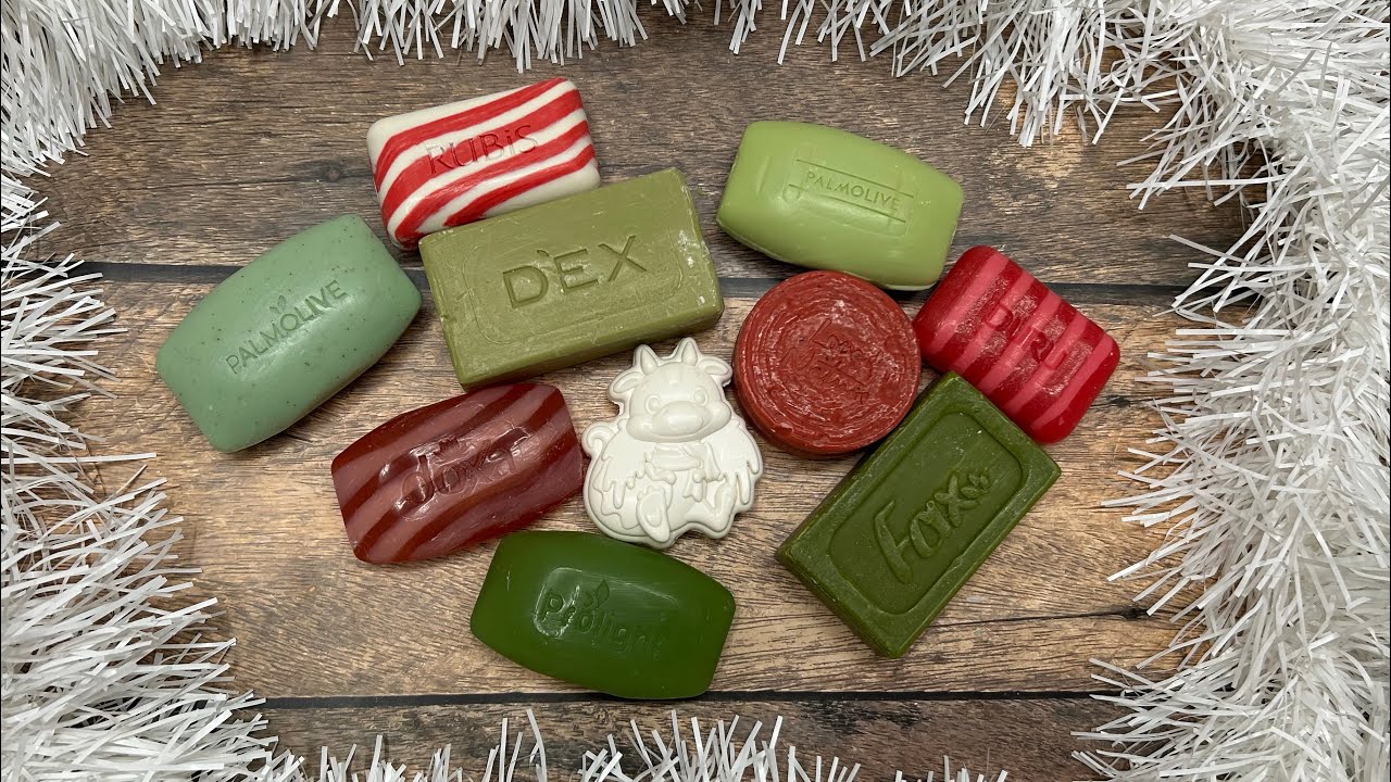 ASMR soap/ Dry soap cutting 💚❤️🤍/ Резка сухого мыла 
