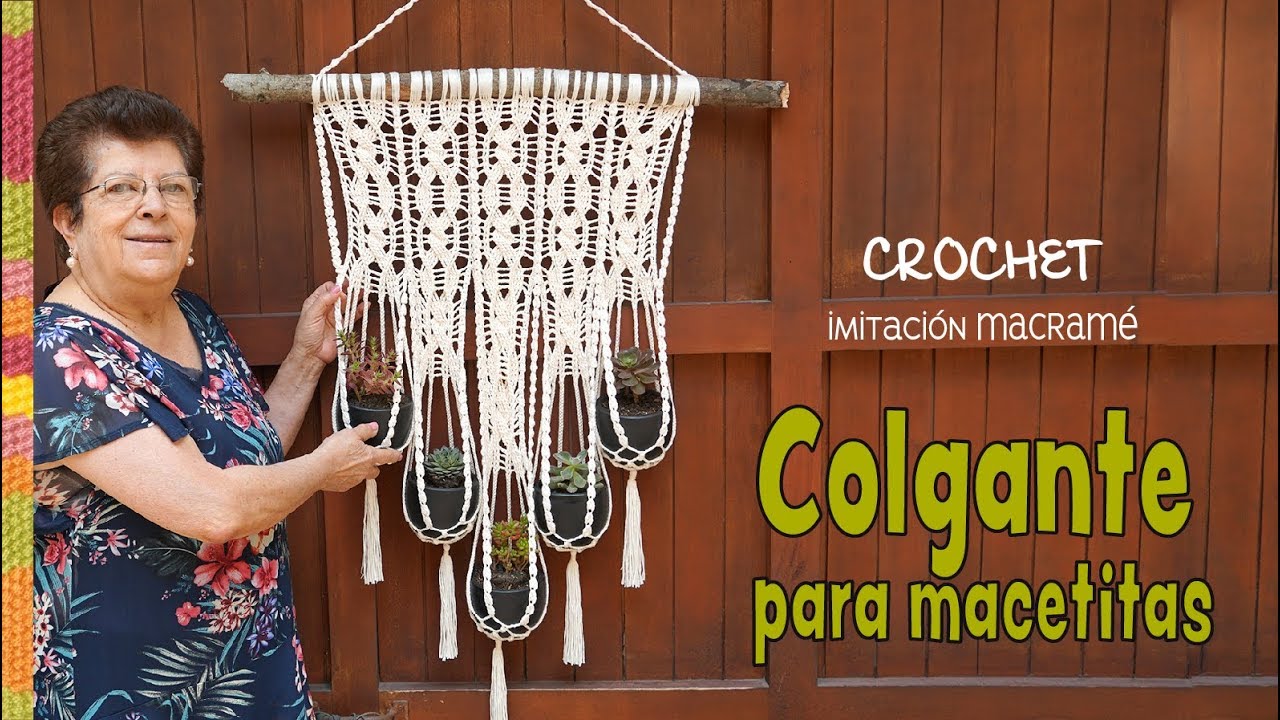 Colgante para macetitas imitación MACRAMÉ tejido a crochet  🌸 / Tejiendo Perú