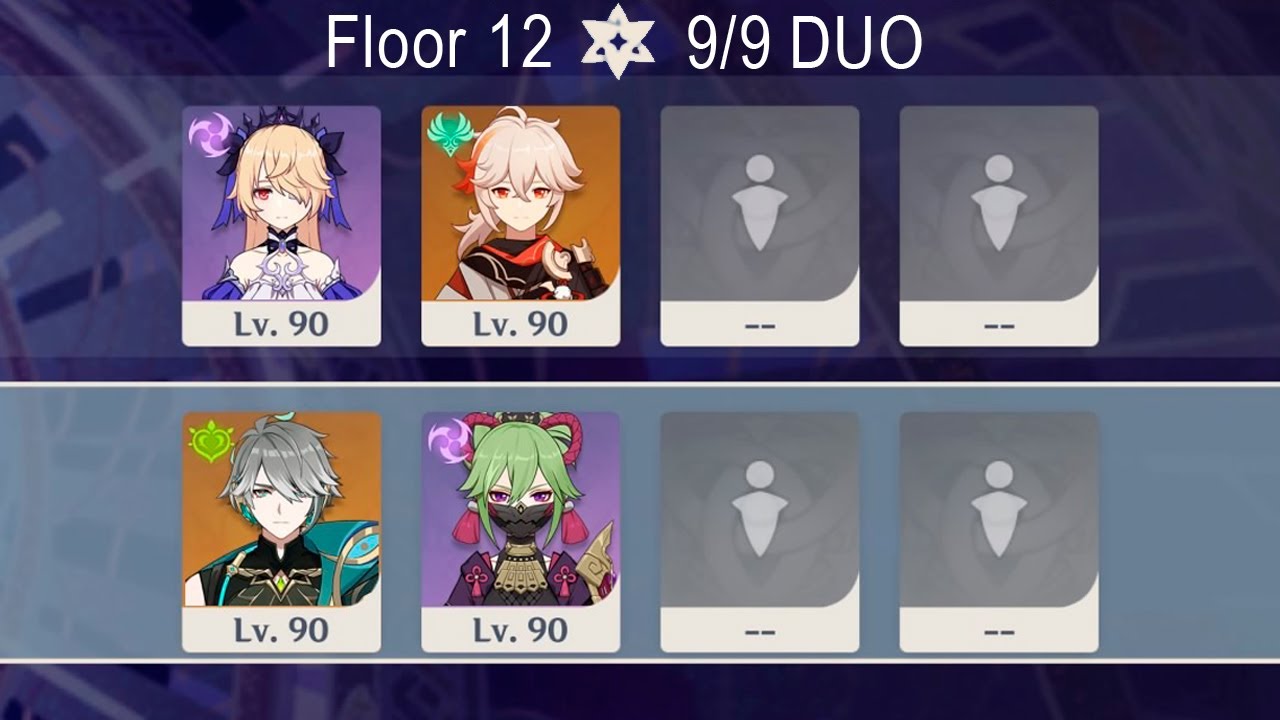 DUO Spiral Abyss 3.8 C0 Alhaitham & Kuki Shinobu + C6 Fischl & Kazuha Floor 12 9stars Genshin Impact