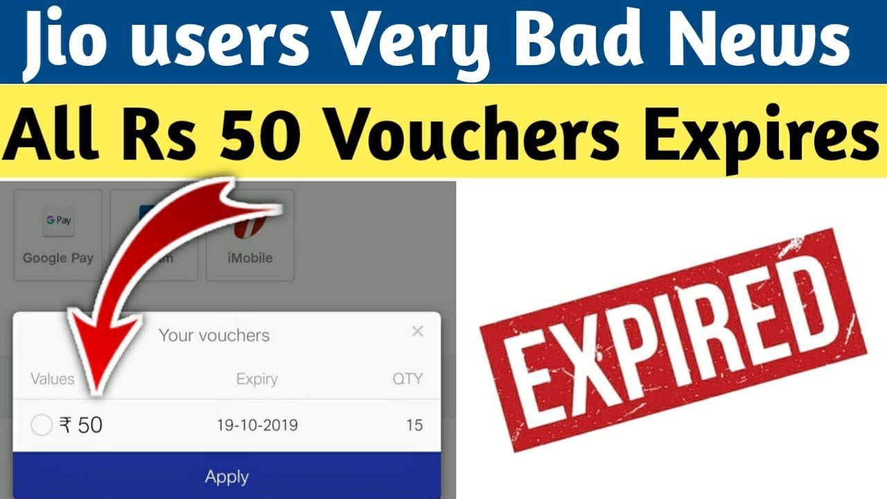 jio users very bad news |  All 50 rupees voucher expires | WHY ?