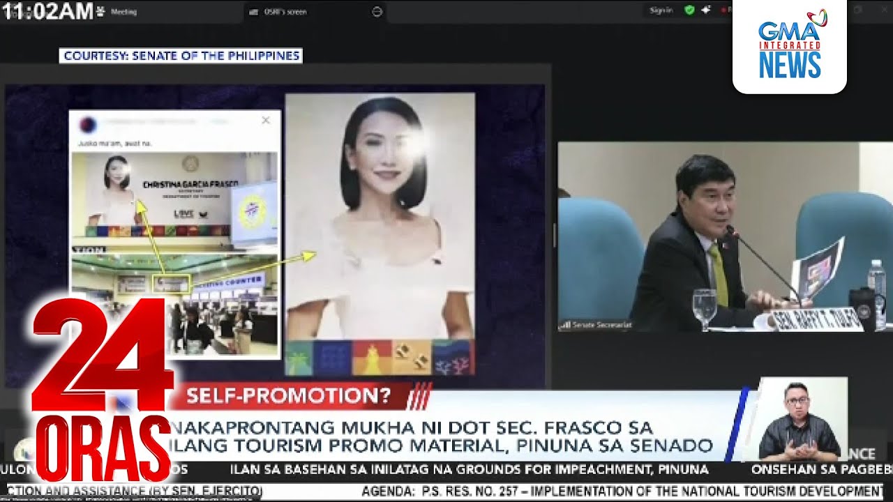 Nakaprontang mukha ni DOT Sec. Frasco sa ilang tourism promo material, pinuna sa Senado | 24 Oras