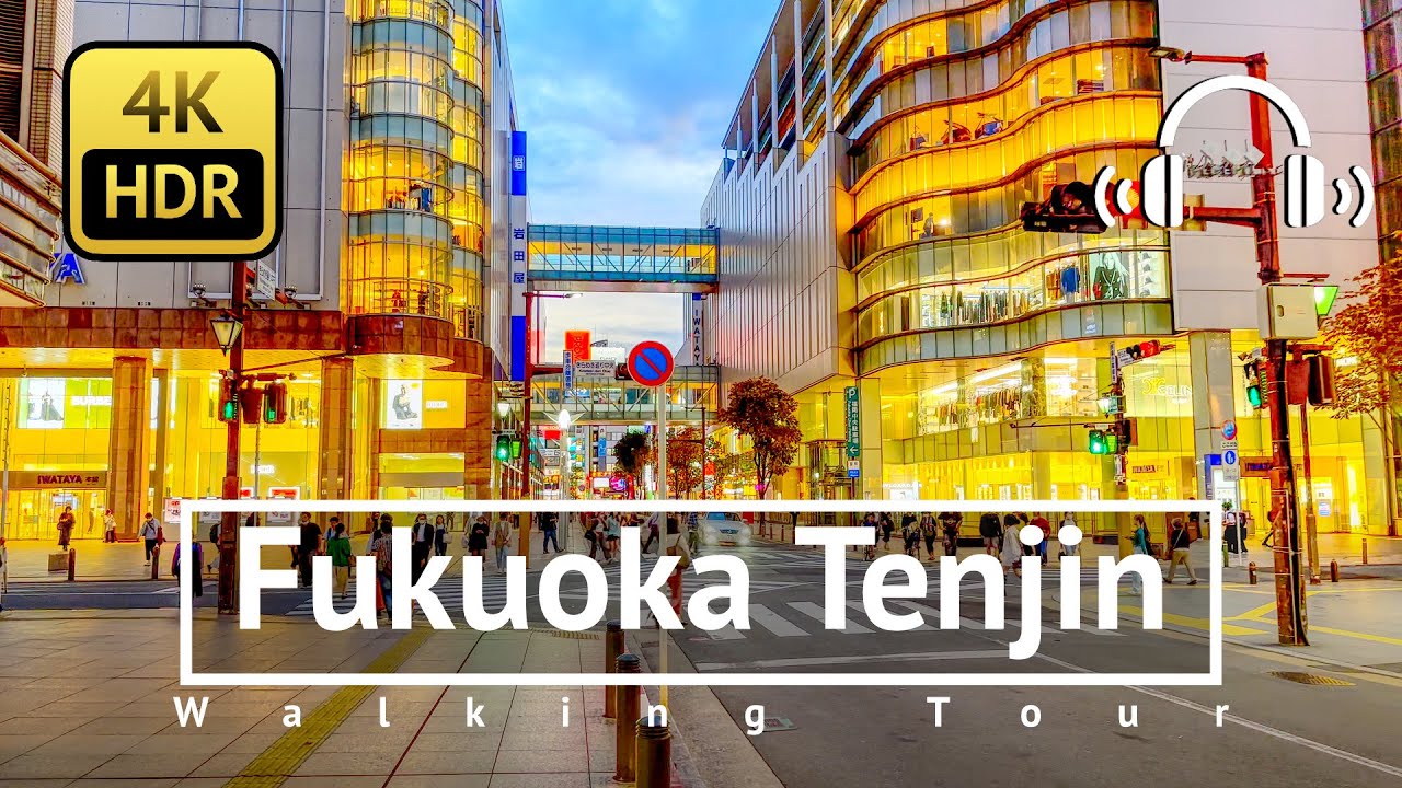 Biggest Shopping District in Kyusyu Region: Tenjin Walking Tour - Fukuoka Japan [4K/HDR/Binaural]