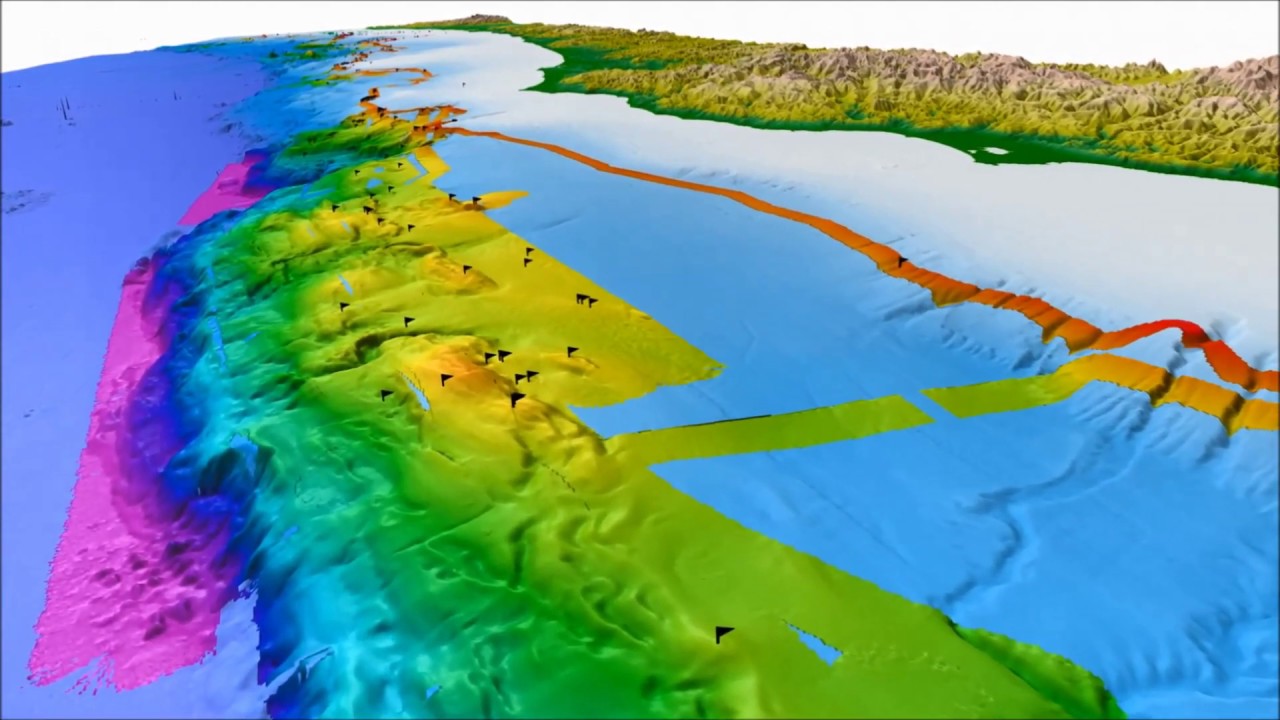 Fly-through of methane seeps discovered off the West Coast.