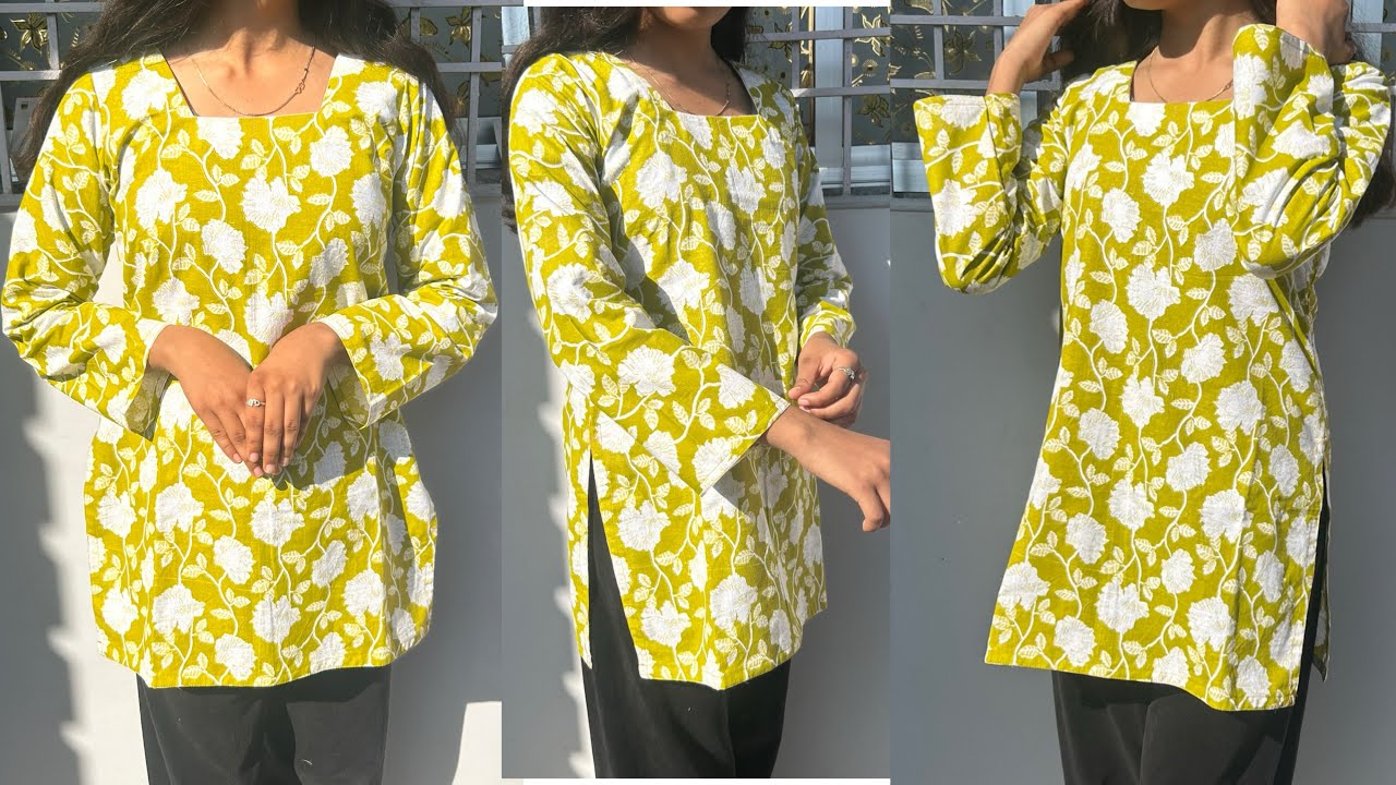 Pintrest Inspired Short Kurti Cutting And Stitching Very Easy|| 1 Meter Febric Use Making kurti