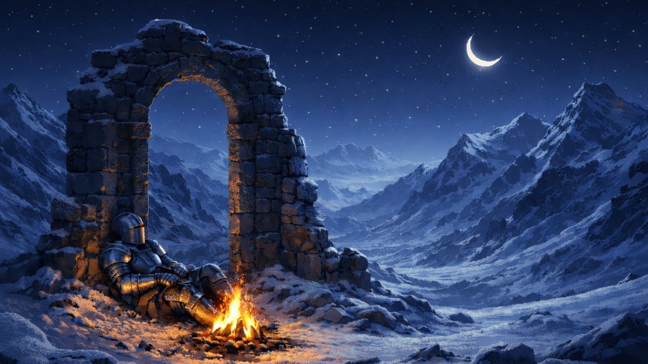 Música medieval relajante con fogata nocturna | Ambient para descanso y enfoque