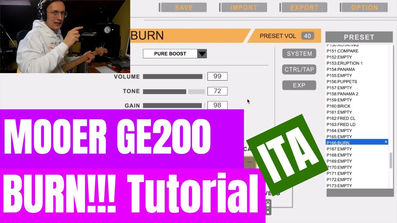 MOOER GE200 - Deep Purple - Burn - Ritchie Blackmore Sound Preset (Tutorial) ITA