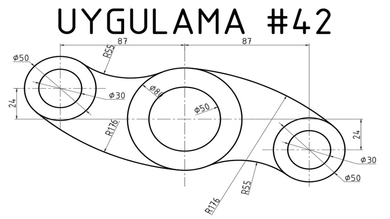 Autocad 2 Boyutlu Çizim  Uygulaması #42