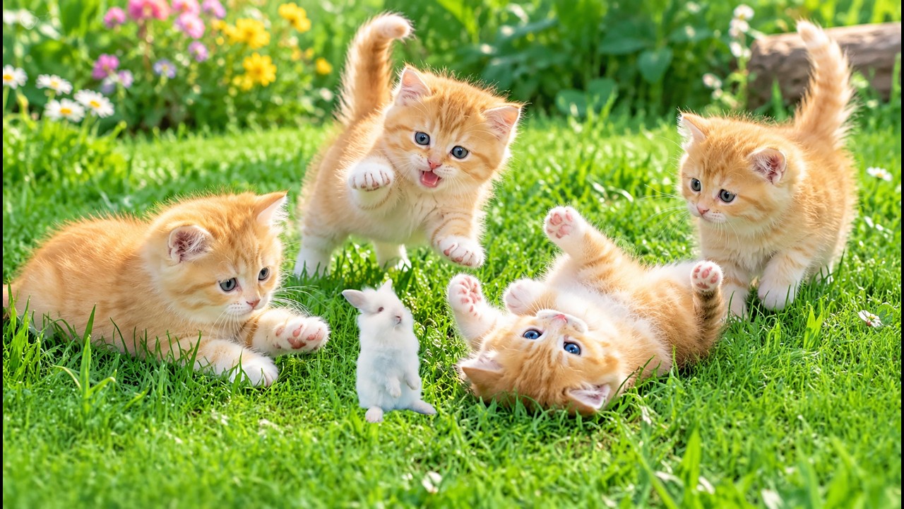 💚🐱 Sweet Kittens Playing on Lush Green Grass | Cute Cat Video | Cat Meow Sounds