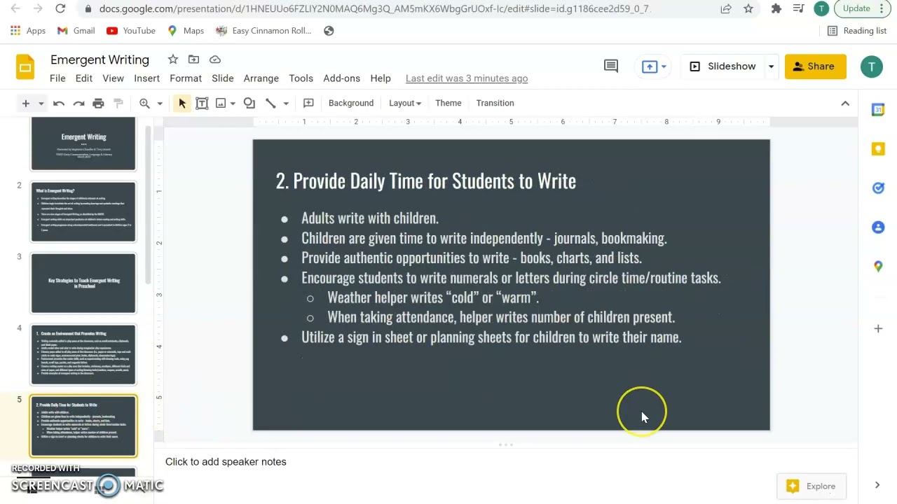 Emergent Writing