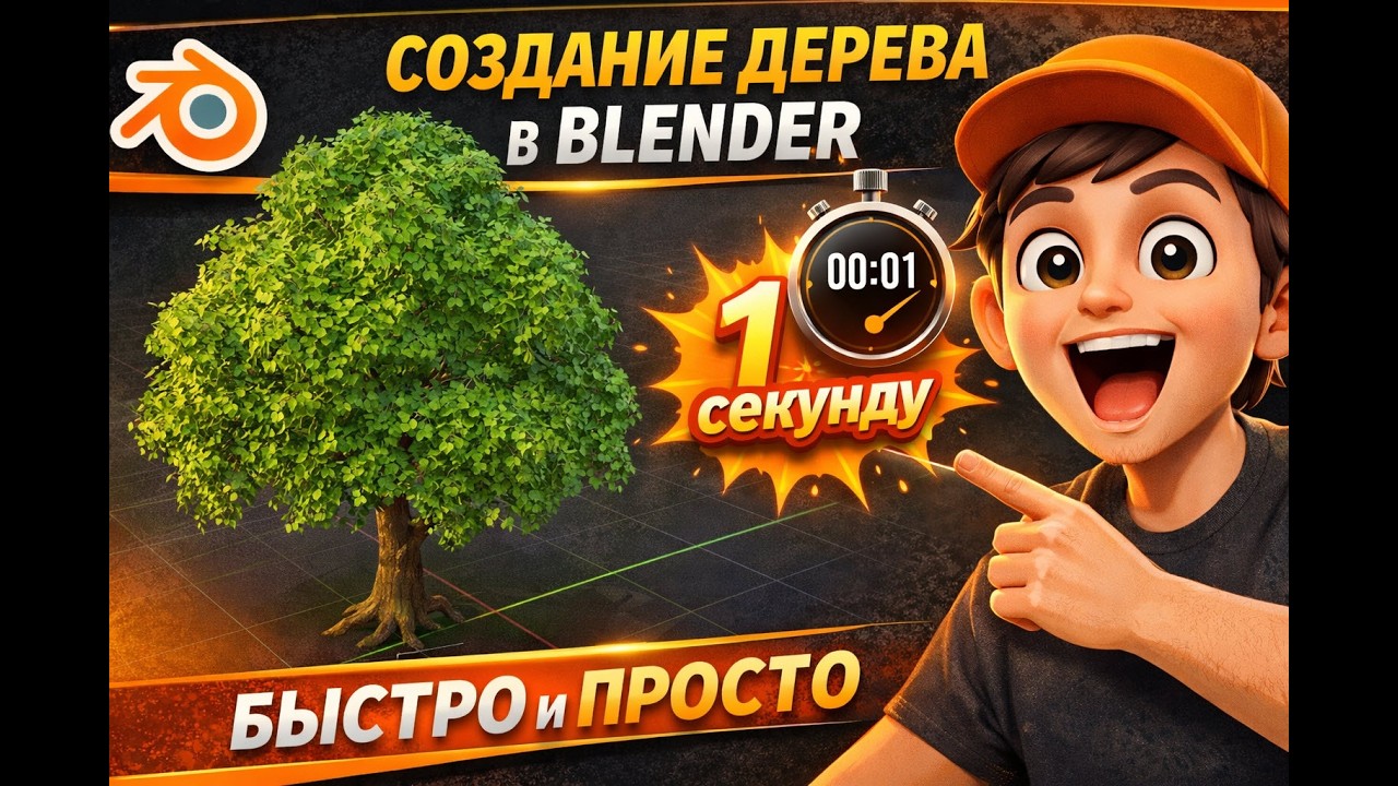 Создание дерева в Blender за 1 секунду (быстро и просто)