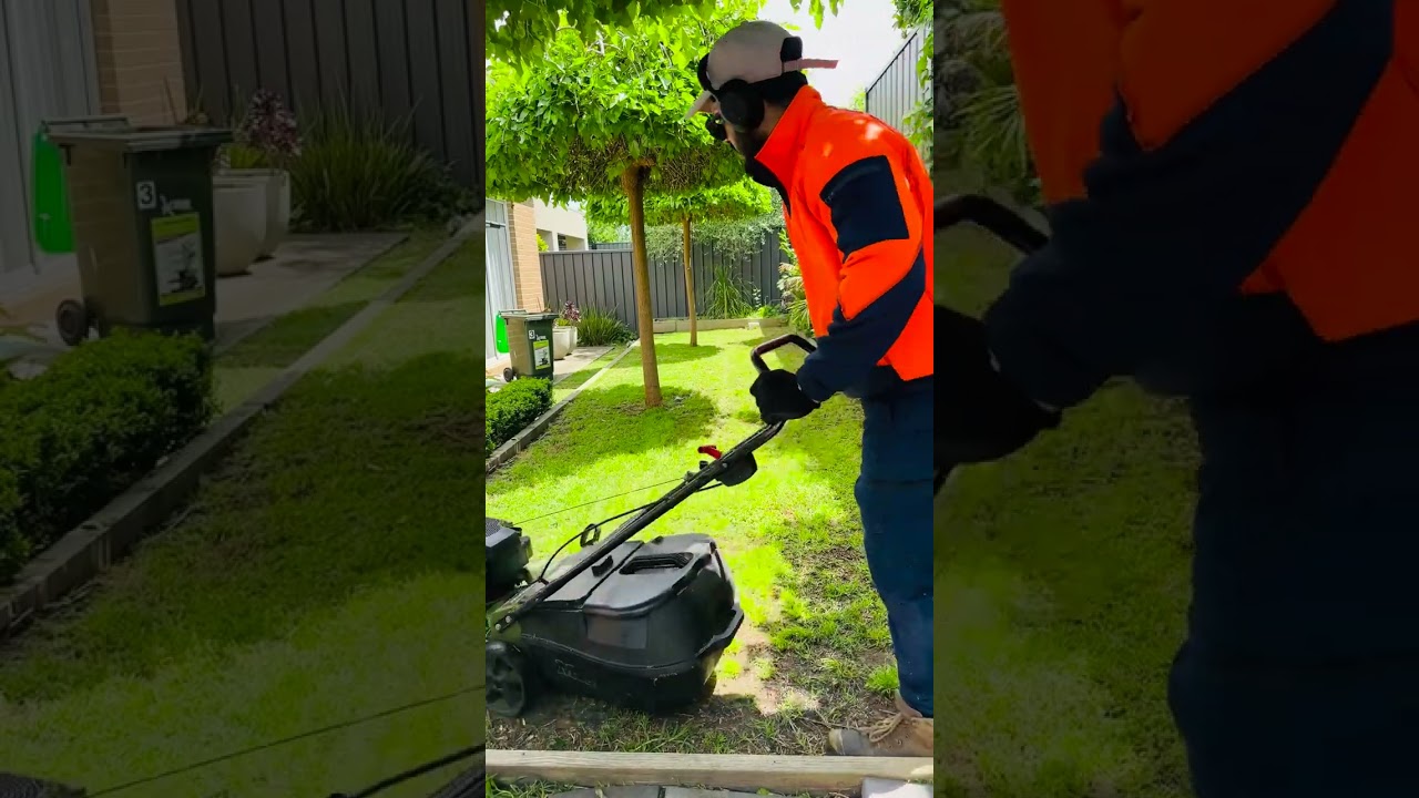 Small backyard mowing #beforeandafterlawn #lawncareservices #satisfying #landscape 