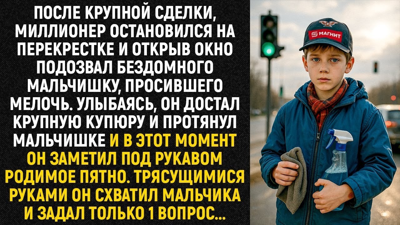 После крупной сделки , миллионер остановился на перекрестке и открыв окно подозвал беспризорника