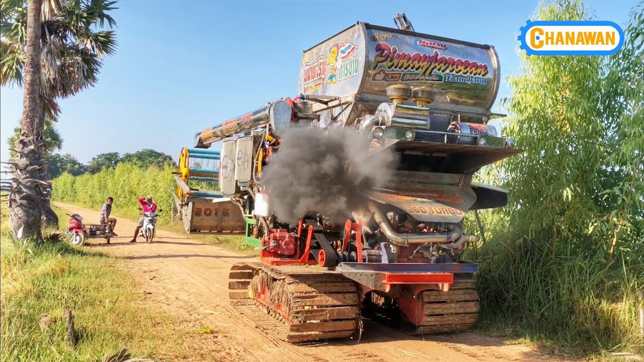 รถเกี่ยวข้าวพิมายเจริญการช่างตัวแรงสายโหดเสียงลั่นทุ่ง Combine Harvester 2020