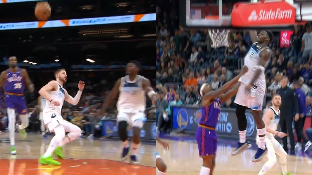 Bradley Beal shoves Anthony Edwards mid-air after Donte bounces it off ground for lob