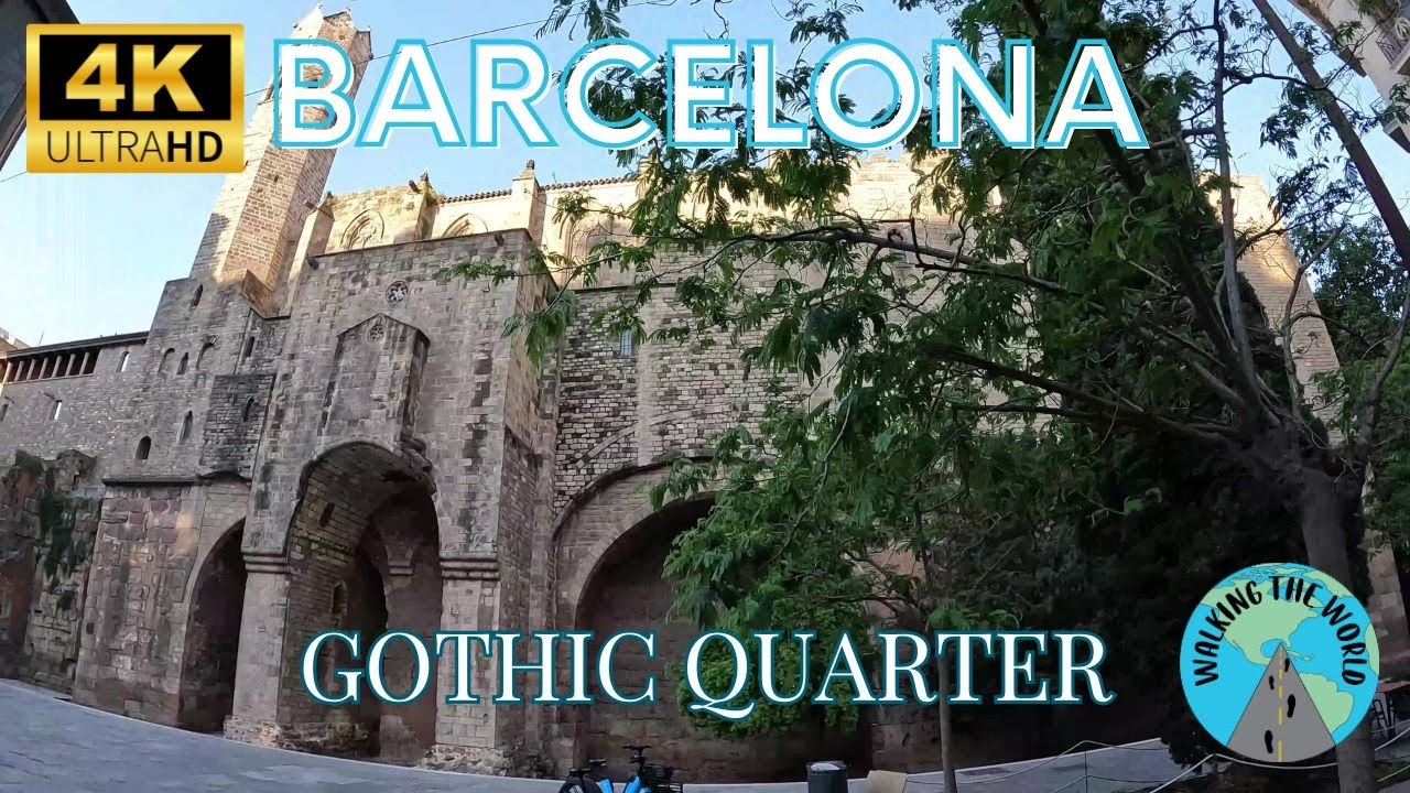 Gothic Quarter Barcelona 4k walking tour video May in Barcelona Spain