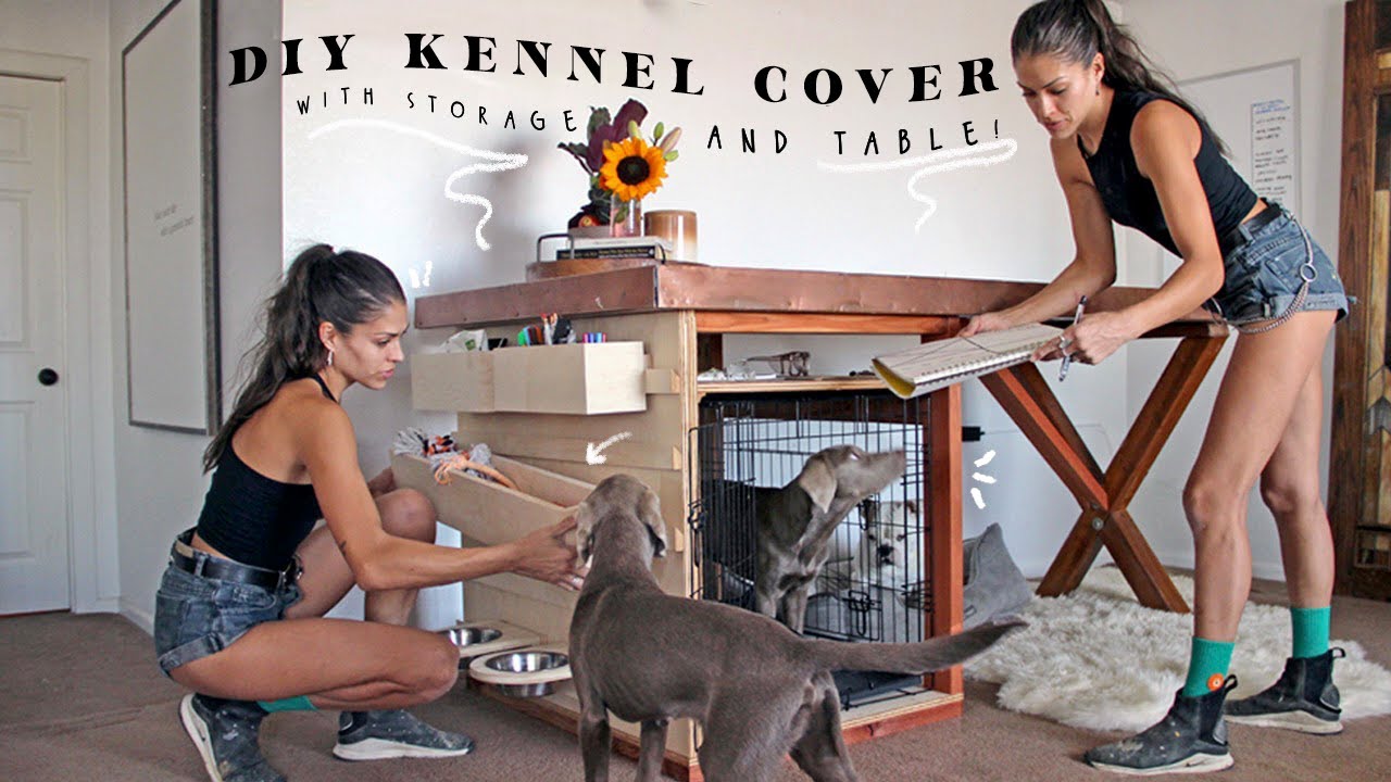 DIY Dog Kennel Cover With Storage + Copper Table Top!