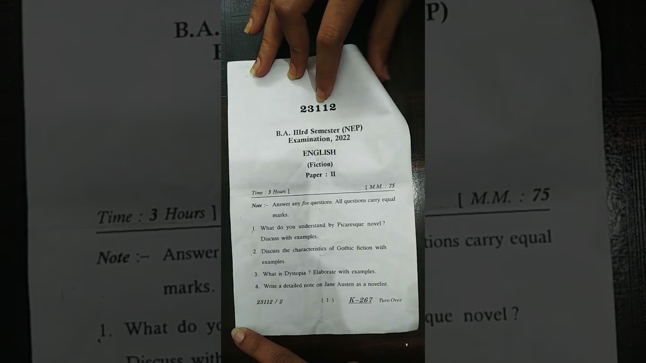 BA 3rd sem lu english question paper