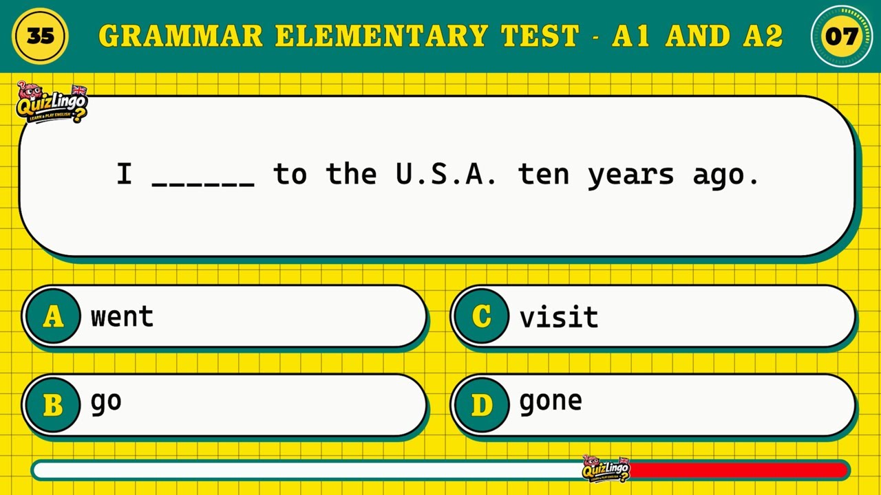 Test Your A1 A2 English Grammar with 100 Questions NOW