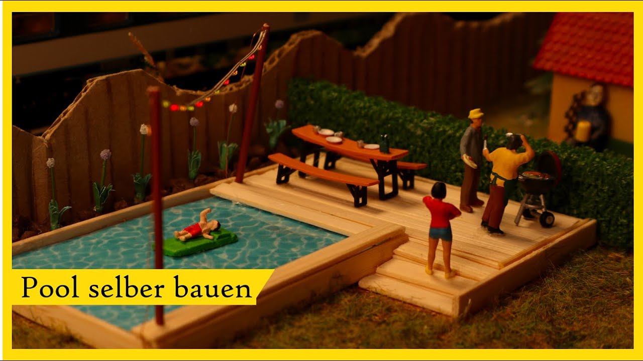 Pool selber bauen mit Busch Sommernachtsparty und Noch Figuren-Themenwelt 