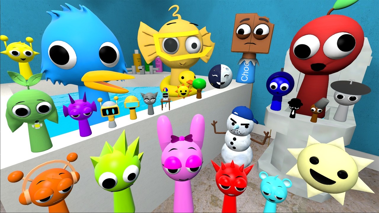 I FOUND ALL MR SUN TREE FUN COMPUTER EVOLUTION SPRUNKI FAMILY in BATHROOM Garry's Mod