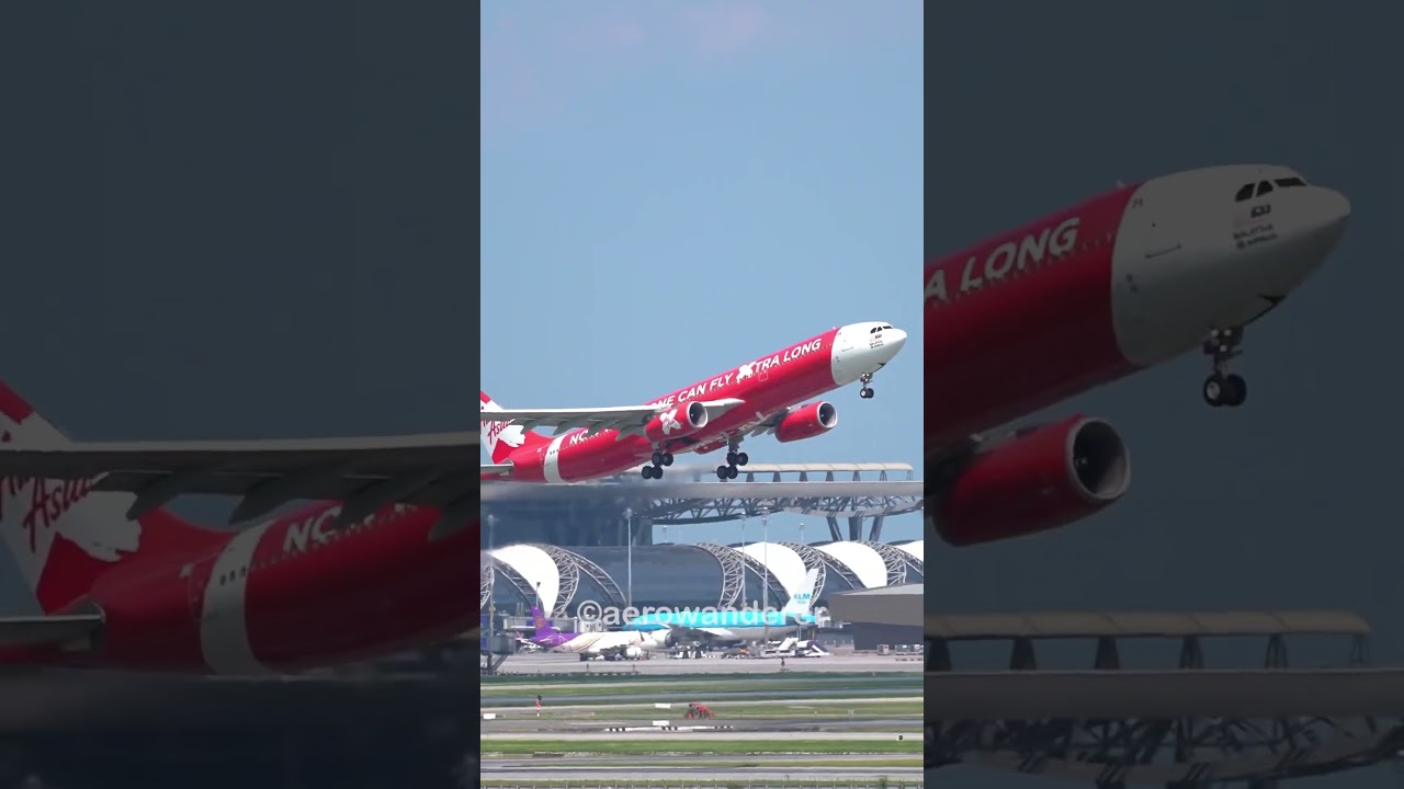 AIRASIA X A330-300 takeoff at Bangkok Airport #shorts #aviation #a330 #takeoff #bangkok #plane