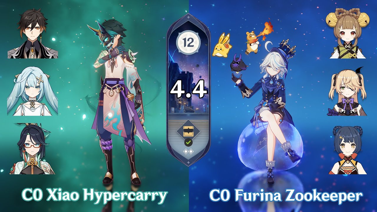 4.4 Spiral Abyss Floor 12 -  C0 Xiao and C0 Furina - Genshin Impact
