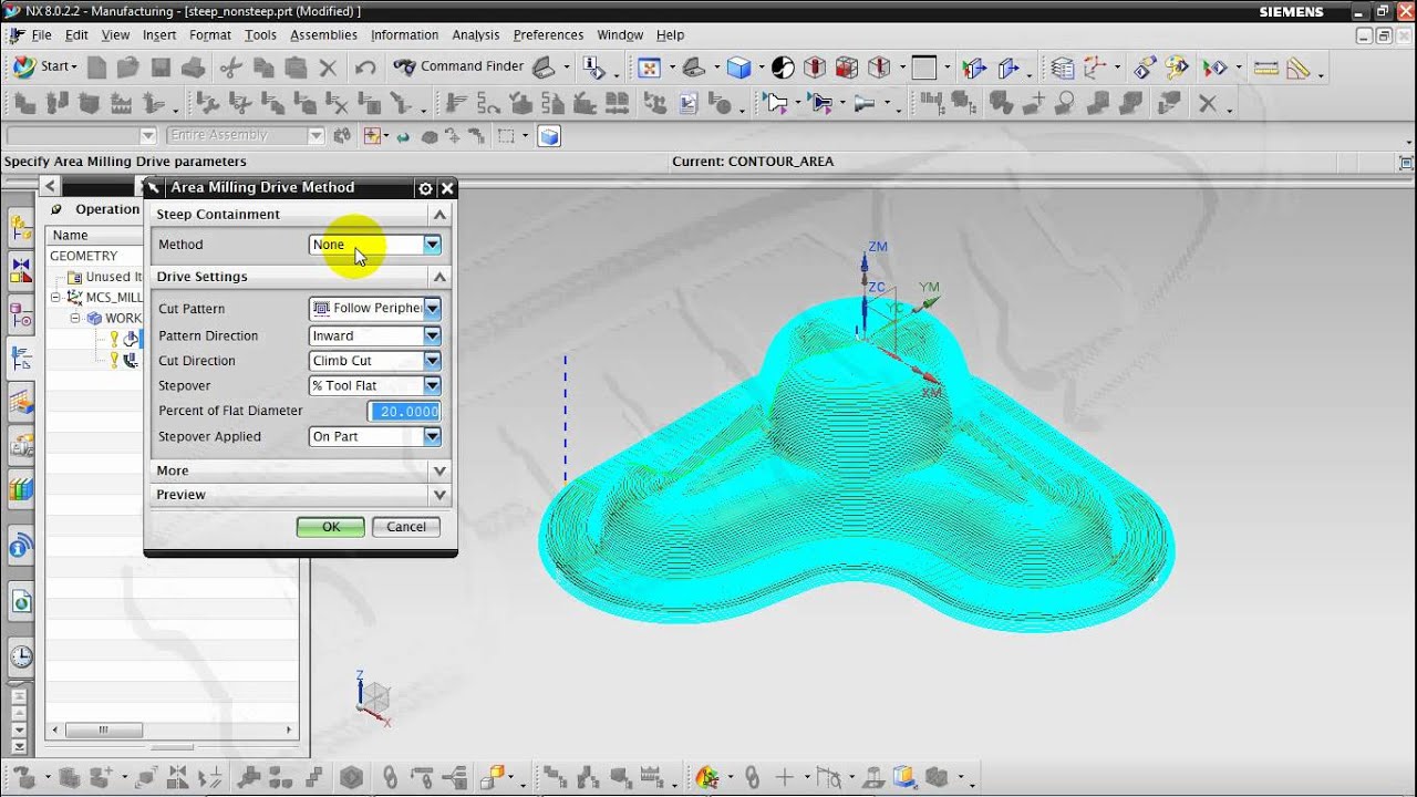 NX8 - Contour Area with non-steep option.
