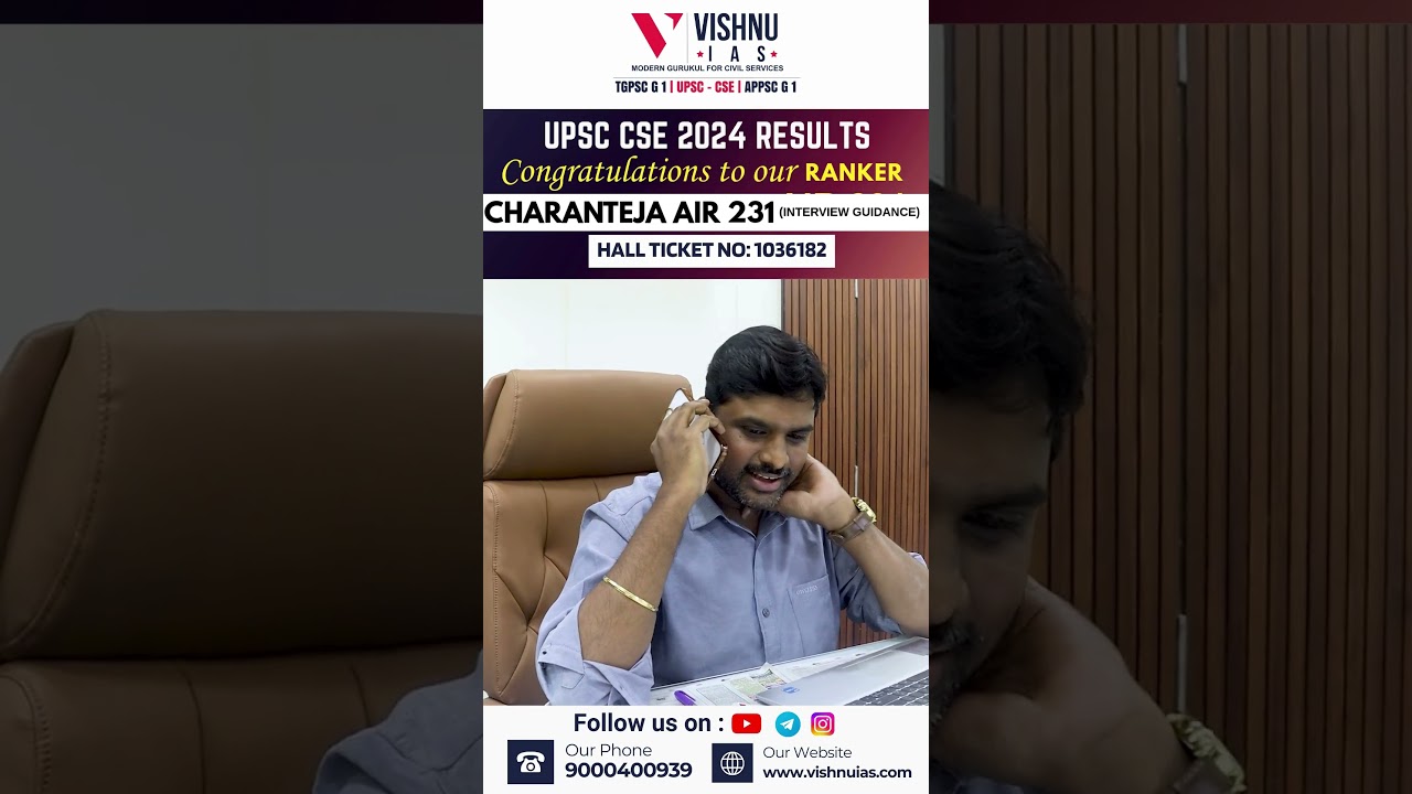 Congratulations to Ranker Charan Teja Interview Guidance Secured AIR 231 - UPSC CSE Results 2024