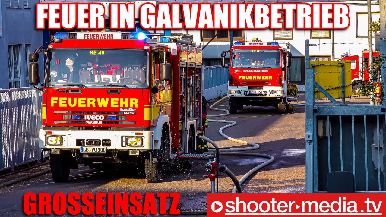 🚒  Gro&szlig;einsatz bei Feuer in Galvanikbetrieb  🚒 | 🚒  Alarmstufenerh&ouml;hung auf B4  🚒