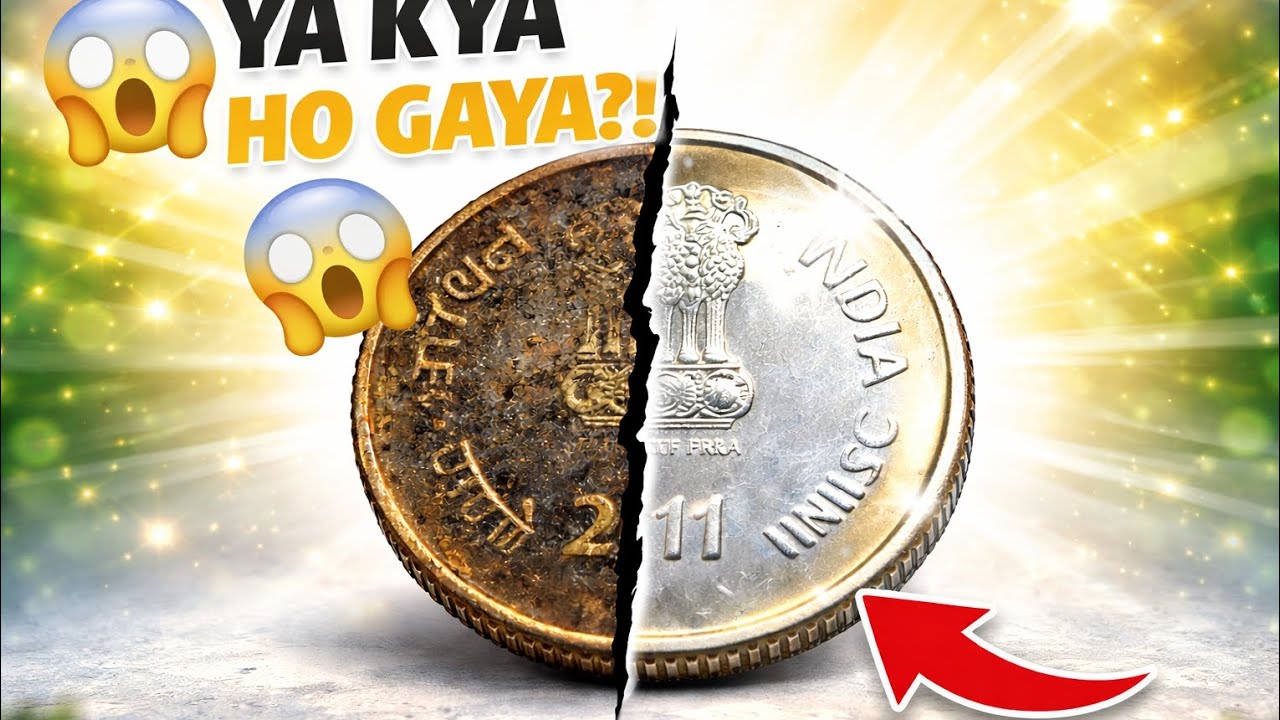 Half Coin Cleaning Experiment 🪙 | Side-by-Side Before & After Comparison