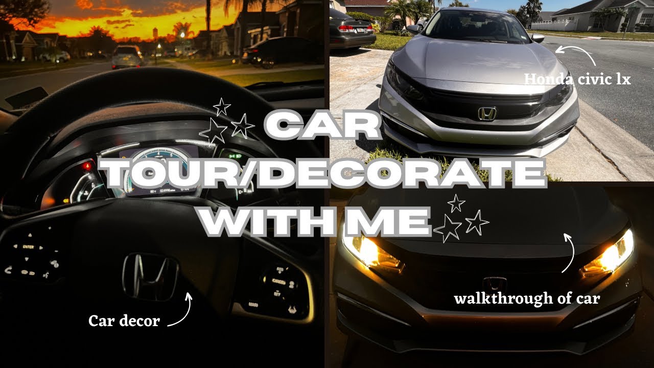 CAR TOUR/DECORATE MY CAR WITH ME!! 2019 HONDA CIVIC LX|car decor haul, car details & features, etc..