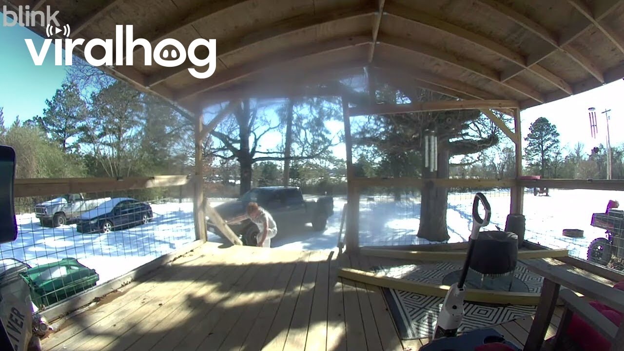 Porch Roof Collapses From Weight of Snow || ViralHog