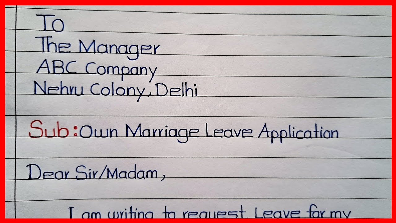 My Marriage Leave Letter 🔥Own Marriage Leave Application Letter🔥Leave Application for Own Marriage