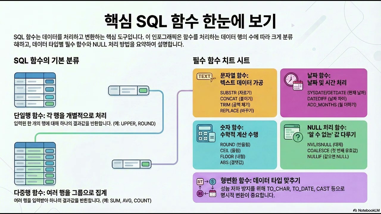 (누워서 듣는 SQLD) 문자·숫자·날짜·변환 함수 10분 총정리 | SQLD 필수 함수 완벽 정복