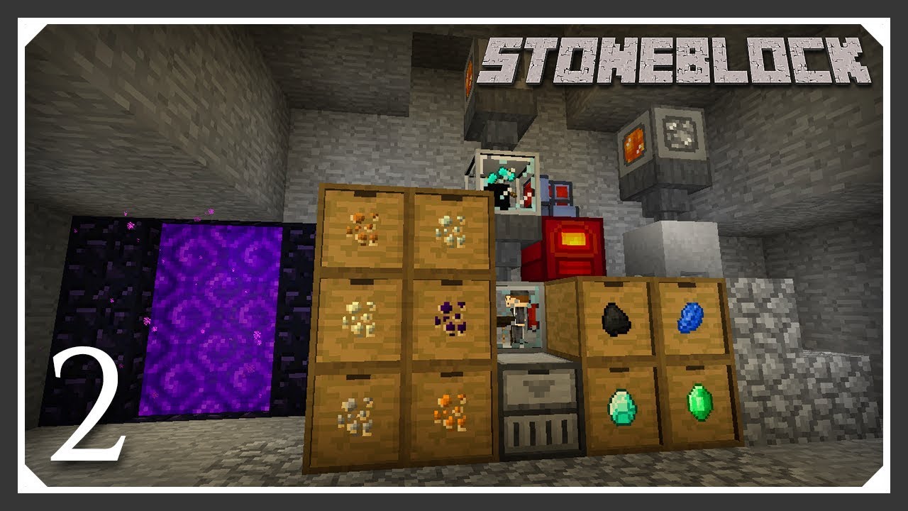 Stoneblock Modpack | Auto Sieve, Auto Hammer & Nether! | E02 (Stoneblock Let's Play)
