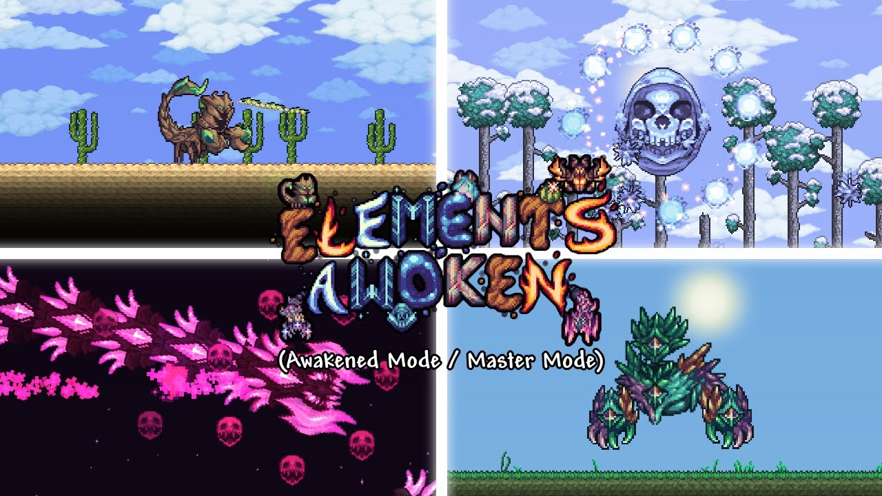 Terraria || Elements Awoken - All Bosses (Awakened Mode / Master Mode)