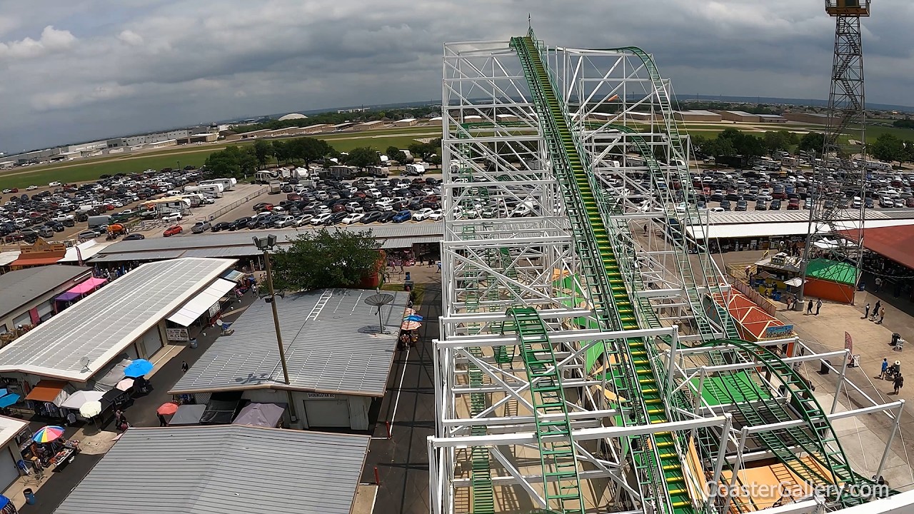 Prairie Screamer coaster POV at Prairie Playland (Traders Village market). Air-time on a Miler!