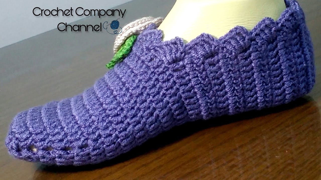 كروشيه سليبر/حذاء/بالورى/لكلوك باسهل طريقه لاى مقاس _ Crochet Slipper