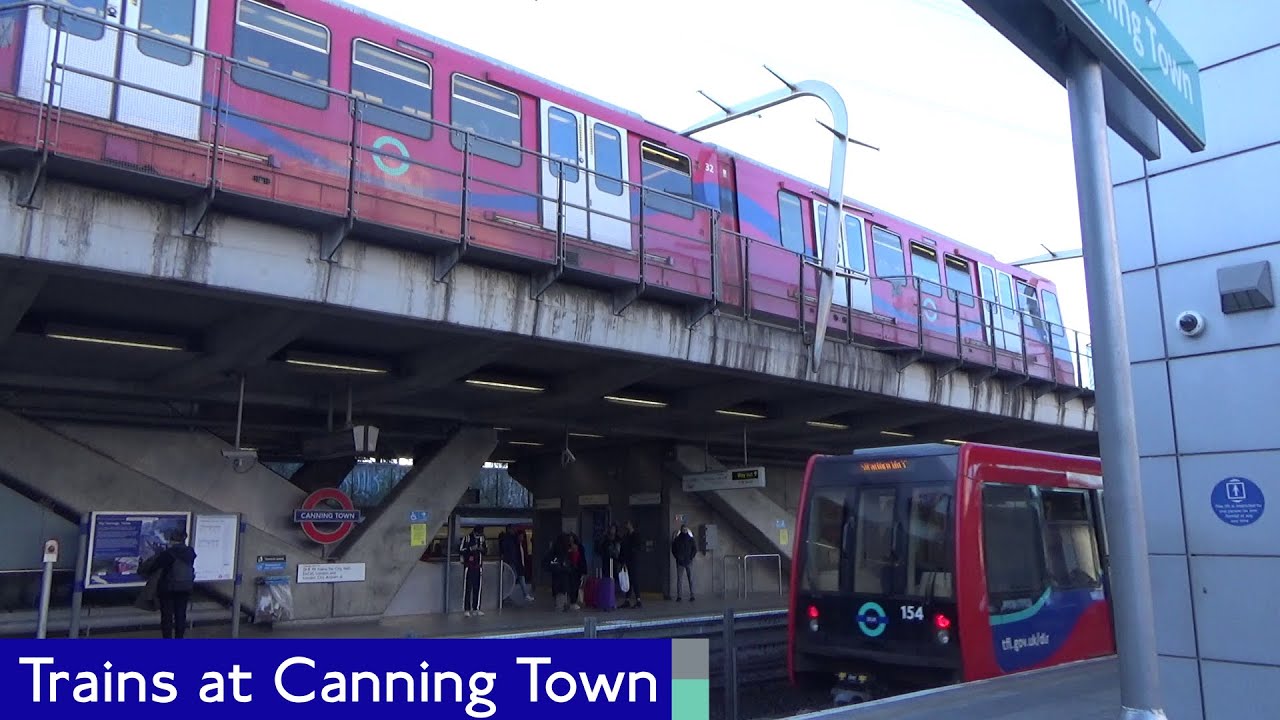 London Underground and DLR trains at Canning town