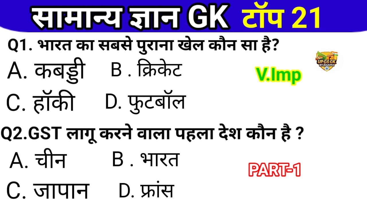 सामान्य ज्ञान GK टॉप 21|UPPCS GK Questions| Most Important GK forUPPCS Prelims|Part1|UPPCS Exam 2026