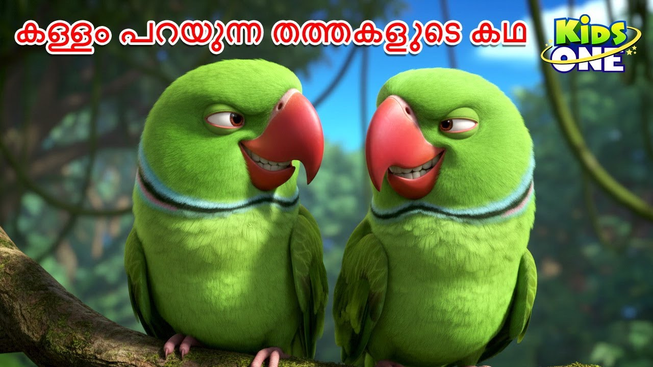 കള്ളം പറയുന്ന തത്തകളുടെ കഥ |  Story of the Lying Parrots | Cartoon Malayalam | Fairy Tales for Kids